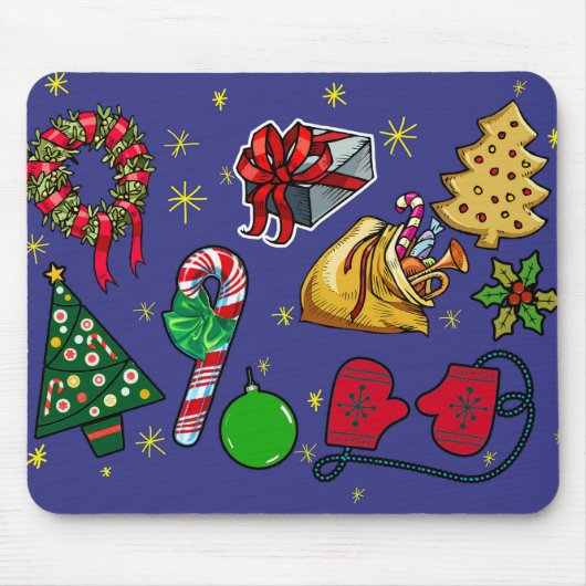 Retro Vintage Weihnachtsfeiertage Kunst Mousepad (Vorne)
