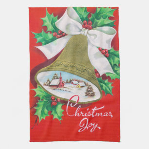 Retro Vintage Weihnachtsfeiertags-Küchentuchglock Handtuch