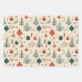 Retro Vintage Weihnachtsferien Geschenkpapier Set (Vorderseite)