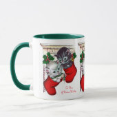 Retro Vintage Weihnachtsferien Katzen Tasse (Links)