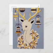 Retro Vintage Weihnachtsfest Rentiere Postkarte (Vorne/Hinten)