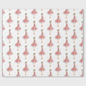 Retro Vintage Weihnachtsfrau in Rot und Weiß Geschenkpapier (Flach)