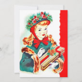 Retro Vintage Weihnachtsfrau Party Einladung (Vorderseite)