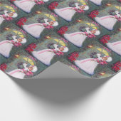 Retro Vintage Weihnachtsfrau Party Geschenkpapier (Ecke)