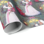 Retro Vintage Weihnachtsfrau Party Geschenkpapier (Rolleneckpunkt)