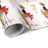 Retro-Vintage Weihnachtsfrau Party Geschenkpapier (Rolleneckpunkt)