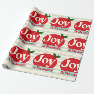 Retro Vintage Weihnachtsfreude für die Welt Geschenkpapier