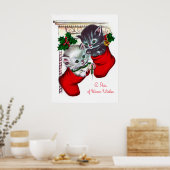 Retro Vintage Weihnachtsgebäck Kätzchen Holiday Po Poster (Küche)