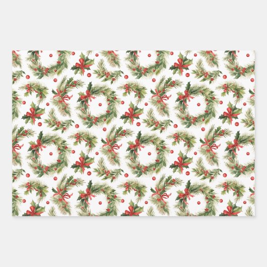 Retro Vintage Weihnachtsgeschenk Geschenkpapier Set (Vorderseite)