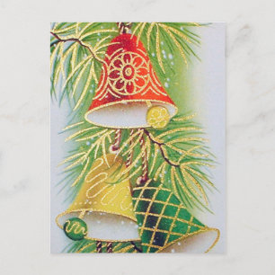 Retro Vintage Weihnachtsglocken Feiertags-Postkart Feiertagspostkarte