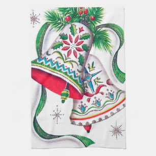 retro vintage Weihnachtsglocken Küchentuch