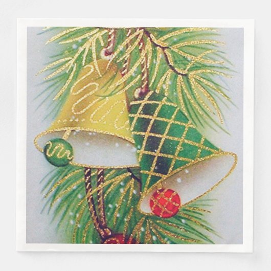 Retro Vintage Weihnachtsglocken Party Serviette (Vorderseite)