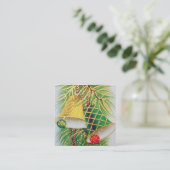 Retro Vintage Weihnachtsglocken Quadratische Visitenkarte (Stehend Vorderseite)