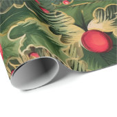 Retro Vintage Weihnachtsgrün Stil 2 Geschenkpapier (Rolleneckpunkt)