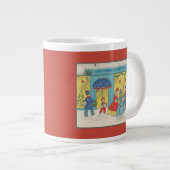 Retro Vintage Weihnachtsgrüße Antiker Winter Jumbo-Tasse (Vorderseite Rechts)