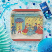 Retro Vintage Weihnachtsgrüße Antiker Winter Pappteller (Party)