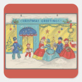 Retro Vintage Weihnachtsgrüße Antiker Winter Quadratischer Aufkleber (Vorderseite)