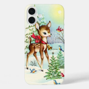Retro-Vintage-Weihnachtshirsch iPhone 16 Plus Hülle