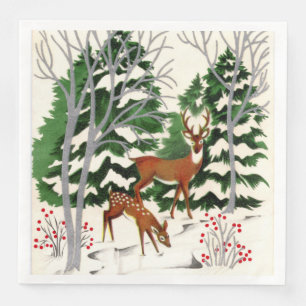 Retro-Vintage-Weihnachtshirsch-Feiertag Serviette