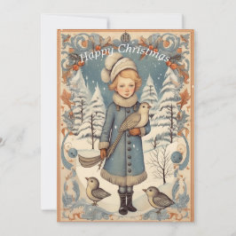 Retro Vintage Weihnachtskarte. Personalisieren Sie Feiertagskarte