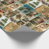 Retro Vintage Weihnachtskarten Collage Geschenkpapier (Ecke)