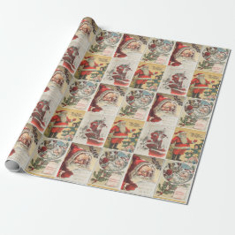 Retro Vintage Weihnachtskarten Collage Geschenkpapier