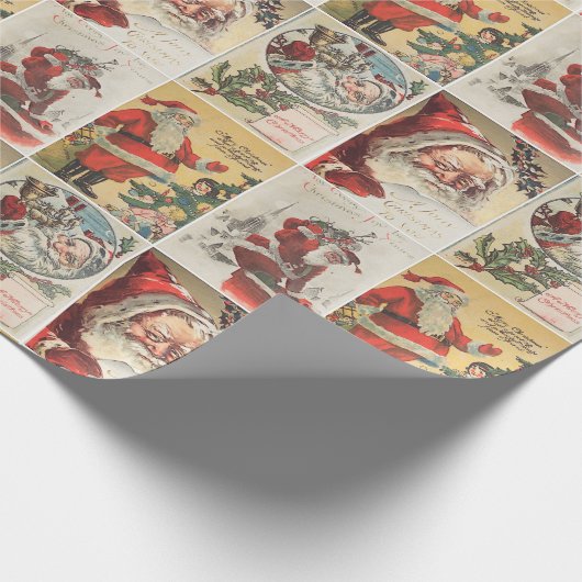 Retro Vintage Weihnachtskarten Collage Geschenkpapier (Ecke)