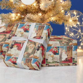 Retro Vintage Weihnachtskarten Collage Geschenkpapier
