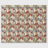 Retro Vintage Weihnachtskarten Collage Geschenkpapier (Flach)