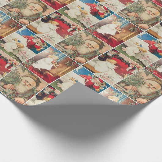 Retro Vintage Weihnachtskarten Collage Geschenkpapier (Ecke)