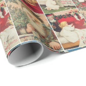 Retro Vintage Weihnachtskarten Collage Geschenkpapier (Rolleneckpunkt)