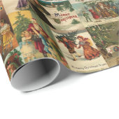Retro Vintage Weihnachtskarten Collage Geschenkpapier (Rolleneckpunkt)