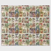 Retro Vintage Weihnachtskarten Collage Geschenkpapier (Flach)