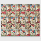 Retro Vintage Weihnachtskarten Collage Geschenkpapier (Flach)