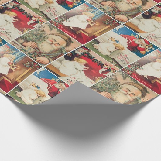 Retro Vintage Weihnachtskarten Collage Geschenkpapier (Ecke)