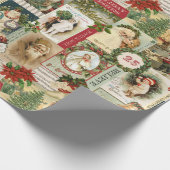 Retro Vintage Weihnachtskarten Collage Geschenkpapier (Ecke)