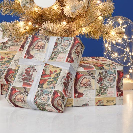 Retro Vintage Weihnachtskarten Collage Geschenkpapier (Feiertage)
