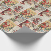 Retro Vintage Weihnachtskarten Collage Geschenkpapier (Ecke)