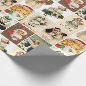 Retro Vintage Weihnachtskarten Collage Geschenkpapier (Ecke)