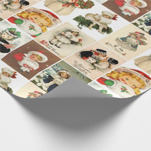 Retro Vintage Weihnachtskarten Collage Geschenkpapier (Ecke)