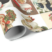 Retro Vintage Weihnachtskarten Collage Geschenkpapier (Rolleneckpunkt)