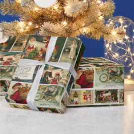 Retro Vintage Weihnachtskarten Collage Geschenkpapier