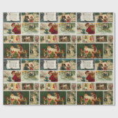 Retro Vintage Weihnachtskarten Collage Geschenkpapier (Flach)