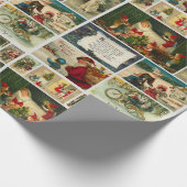Retro Vintage Weihnachtskarten Collage Geschenkpapier (Ecke)