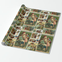 Retro Vintage Weihnachtskarten Collage Geschenkpapier
