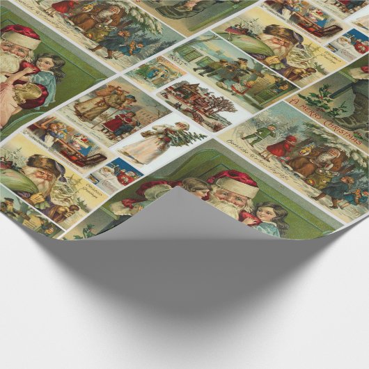 Retro Vintage Weihnachtskarten Collage Geschenkpapier (Ecke)