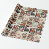 Retro Vintage Weihnachtskarten Collage Geschenkpapier (Ungerollt)
