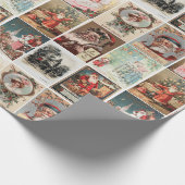 Retro Vintage Weihnachtskarten Collage Geschenkpapier (Ecke)