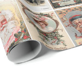 Retro Vintage Weihnachtskarten Collage Geschenkpapier (Rolleneckpunkt)