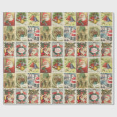 Retro Vintage Weihnachtskarten Collage Geschenkpapier (Flach)